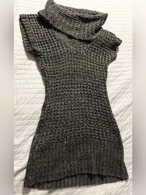 American Rag Charcoal Gray Cowl Neck cap-Sleeve Knit Tunic/dress